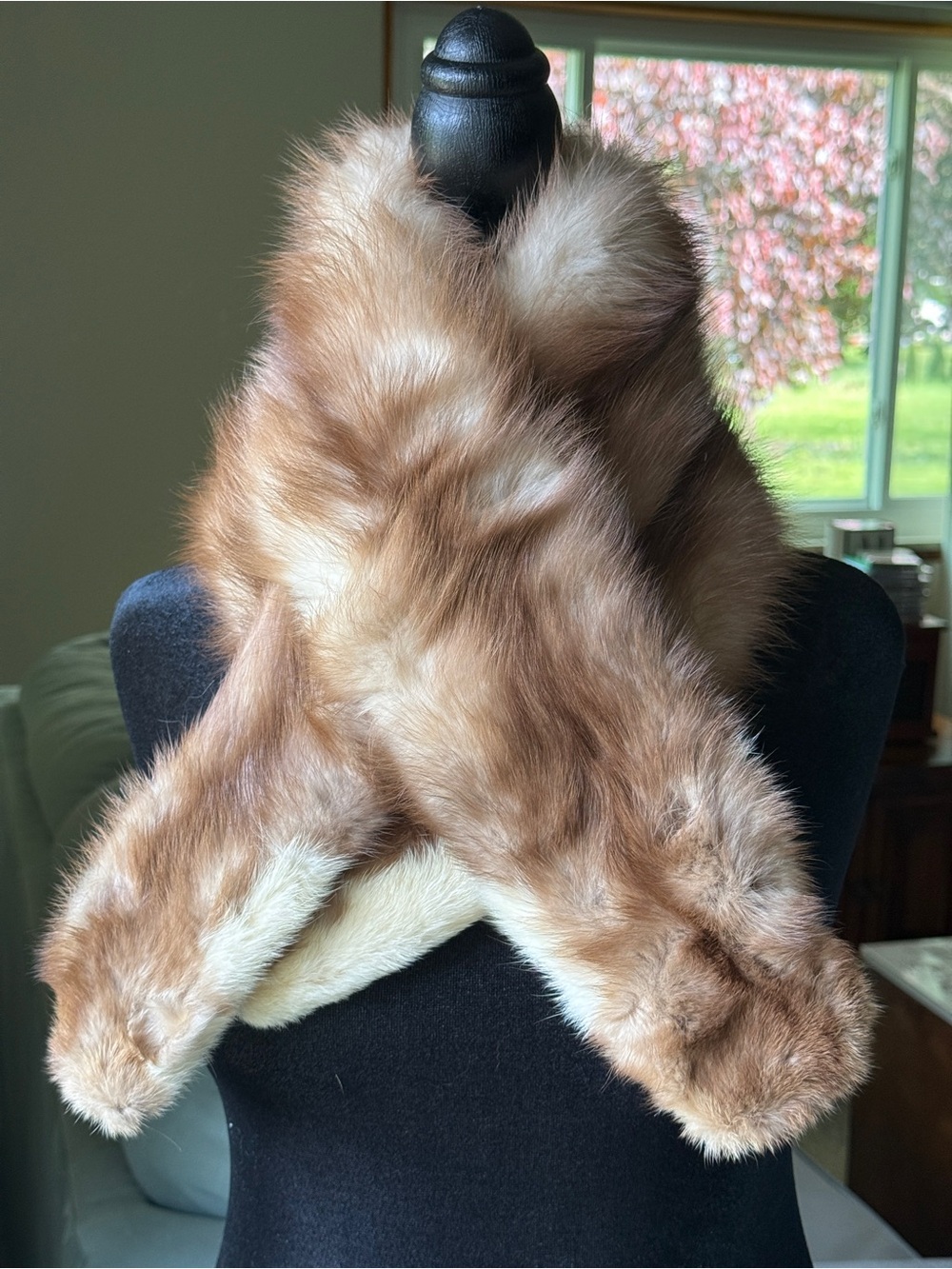 Luxurious Faux Fur Scarf - Cognac Brown by